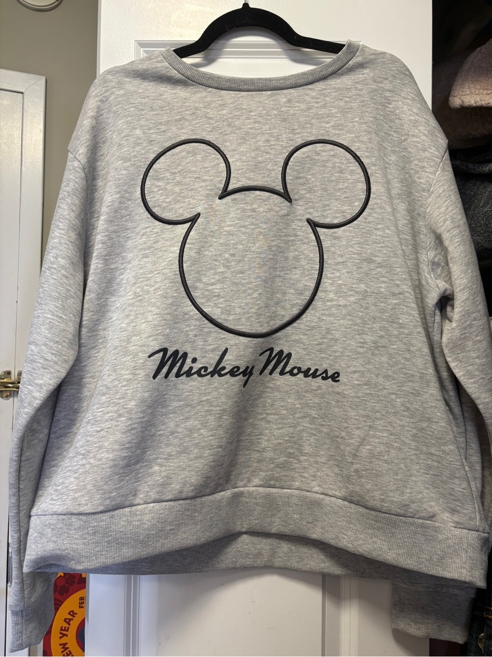 Disney Light Gray Sweatshirt with Black Mickey Outline